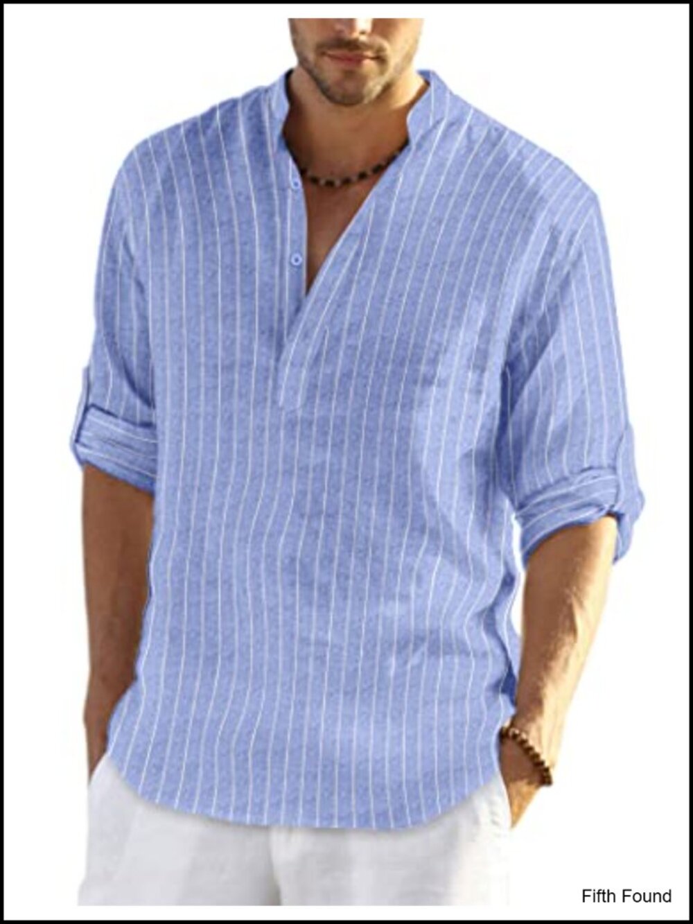 Cotton Linen Henley Shirt Long Sleeve Casual Button Down